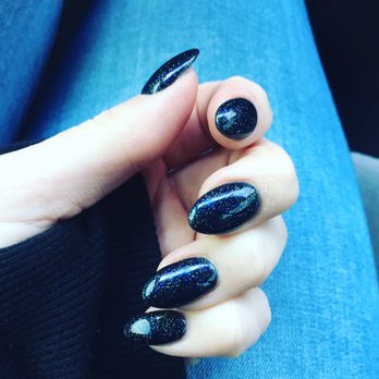 Q Nails - Almond nails by Kim. The color is Night Sea, number 526 (I believe) - Nail Salons Near Me - Santa Clara, California