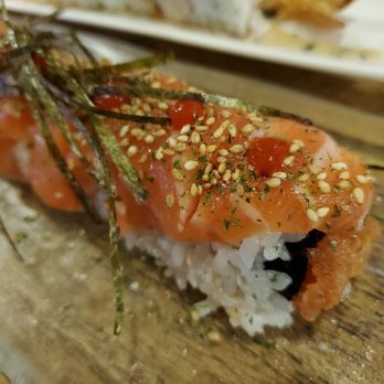 Kaori Sushi - Slash Salmon Roll - Sushi Bars Near Me - Fullerton, California Kaori Sushi - Slash Salmon Roll - Sushi Bars Near Me - Fullerton, California