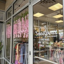 Sweetpeas Luxury Consignment - Front display now showcases WOMENS INVENTORY! We now consign women's clothes, like new shoes, accessories as of FEB 2025! By APPT ONLY!