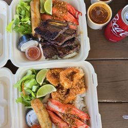 E & S Island Fusion - Kalbi + garlic shrimp + imitation crab
