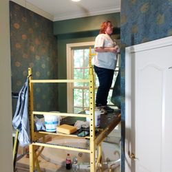 Busy B's Painting - Wallpaper installation.