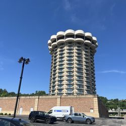Radisson Hotel Cincinnati Riverfront - View from the parking lot.