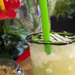 Vita Cane Sugarcane Juicery & Acai Bar - The coconut meat floating on top of Vita Cane's 50/50 drink