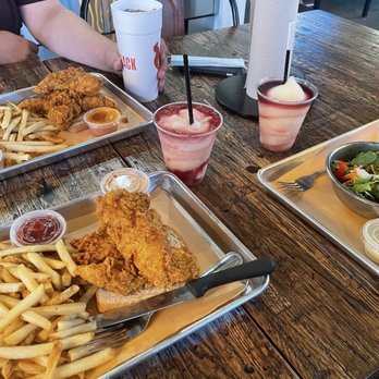 The Cookshack - Chicken Tenders Iced Tea French Fries Dragon Fries Mac 'N Cheese Side House Salad Ranch Sauce Shack Sauce - Chicken Shop Near Me - Houston, Texas The Cookshack - Chicken Tenders Iced Tea French Fries Dragon Fries Mac 'N Cheese Side House Salad Ranch Sauce Shack Sauce - Chicken Shop Near Me - Houston, Texas