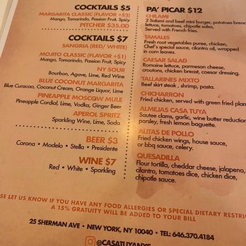 Casa Tuya - Happy Hour menu - Cocktail Bars Near Me - New York, New York Casa Tuya - Happy Hour menu - Cocktail Bars Near Me - New York, New York