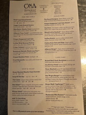 Menu photo 8 Ona Restaurant & Lounge Yachats, OR Menu photo 8 Ona Restaurant & Lounge Yachats, OR