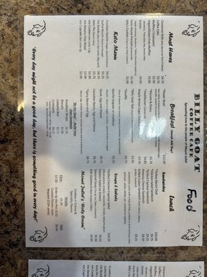 Menu photo 1 Billy Goat Coffee Cafe Mt. Juliet, TN Menu photo 1 Billy Goat Coffee Cafe Mt. Juliet, TN