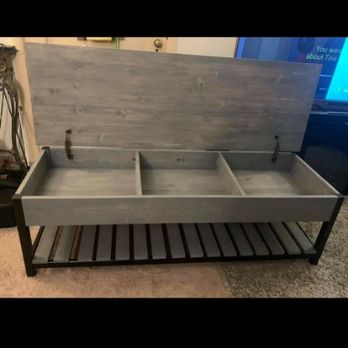 Elmhurst Woodworking - Custom made entry bench with shoe rack and storage compartments - Carpenters Near Me Elmhurst Woodworking - Custom made entry bench with shoe rack and storage compartments - Carpenters Near Me