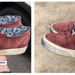 Billy's Shoe Repair - Asked him to restore my favorite Vans (clean & repair). He got a stain out of the suede, which is great, but they're far from restored...