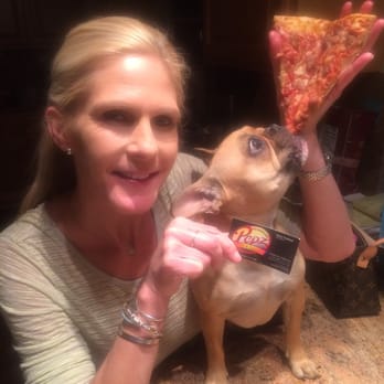 Pepz Pizzeria - Rhonda posing with the Shants card, and even my Frenchie Astra can't resist the pizza! - Pizza Near Me - Placentia, California Pepz Pizzeria - Rhonda posing with the Shants card, and even my Frenchie Astra can't resist the pizza! - Pizza Near Me - Placentia, California