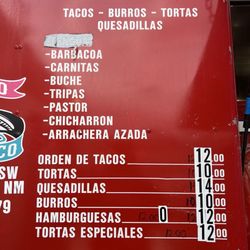 El Taco De Mexico - Menu