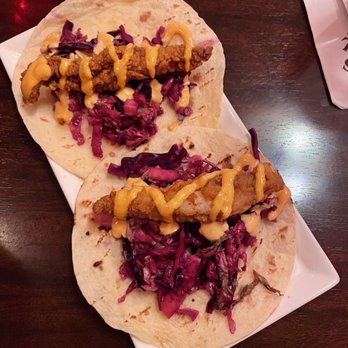 Lib's Grill - Fish tacos were good but funny that they were served flat. - Seafood Near Me - Perry Hall, Maryland
