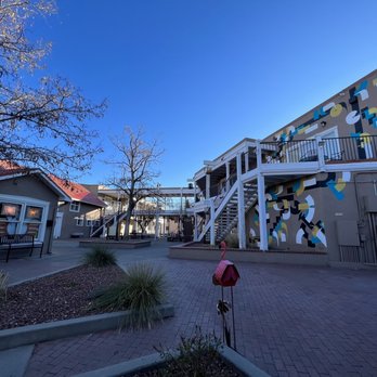 Flying Roadrunner Bakery - Outside, in the plaza - Coffee & Tea Near Me - Albuquerque, New Mexico