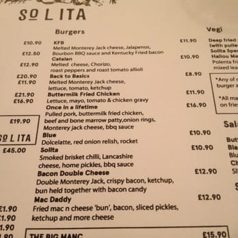 Solita - Manchester - Wow just look at that burger menu! - Burgers Near Me - Manchester, XGM