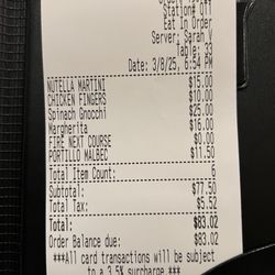 Speranza Ristorante & Bar - 3.5% surcharge really grinds my gears.