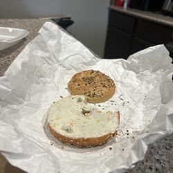 Everything bagel w/ jalapeno and cheddar cream cheese