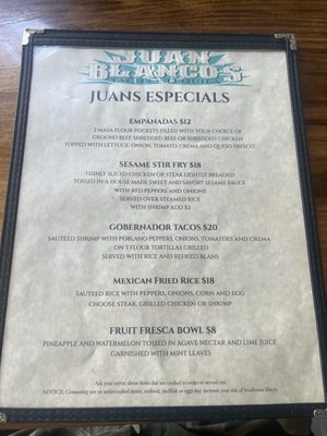 Menu photo 1 Juan Blanco’s Fraser, MI Menu photo 1 Juan Blanco’s Fraser, MI