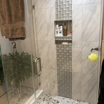 Autumns Glass - 2 side shower wall with swing door treated glass.. love it - Glass & Mirrors Near Me - Howell, New Jersey