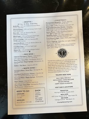 Menu photo 8 Triumph Brewing Company New Hope, PA Menu photo 8 Triumph Brewing Company New Hope, PA