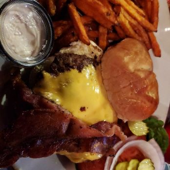 Academy Tavern - Academy burger with sweet potato fries - Bars Near Me - Cleveland, Ohio