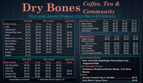 Menu photo 2 Dry Bones Coffee, Tea & Community Kenai, AK Menu photo 2 Dry Bones Coffee, Tea & Community Kenai, AK