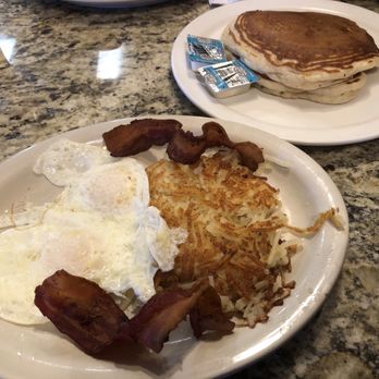 Sidewalk Cafe - Pancake Combo Breakfast - Cafes Near Me - Denton, Texas