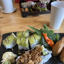 Hako - Lunch special for mom, inari, Unagi Crunch Roll and Pretty Woman Roll for me!