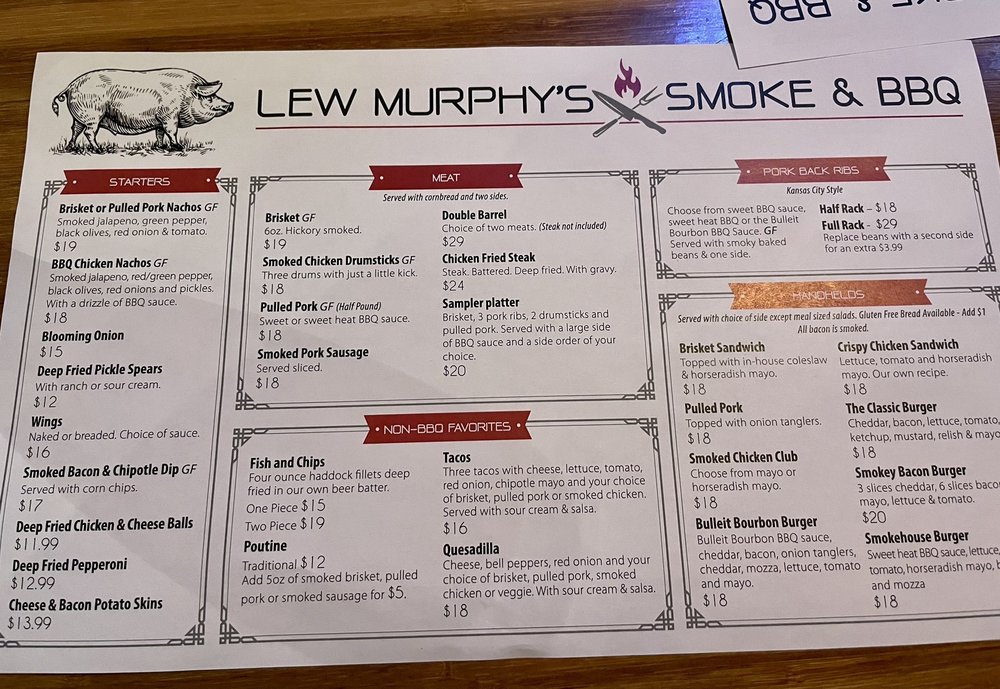 LEW MURPHY’S SMOKE & BBQ Updated September 2024 9049 Commercial Street, New Minas, Nova