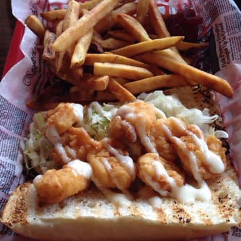 Red's Ice House - The shrimp po boy and fries - Seafood Near Me - Mount Pleasant, South Carolina