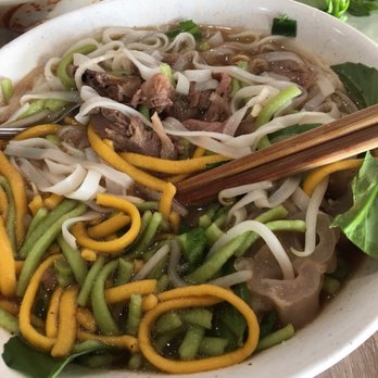 Ghien Mi Go - Worst Pho ever. the colored noodles are more like Banh Canh than Pho. It's a customer review, idiot. We say it's bad because it's bad. Sigh! - Noodles Near Me - Westminster, California