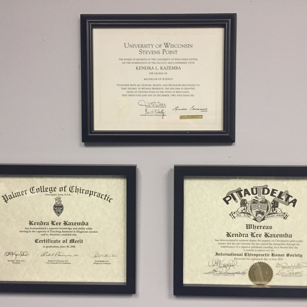 Interurban Chiropractic - Kendra's diplomas! - Chiropractors Near Me - Tukwila, Washington Interurban Chiropractic - Kendra's diplomas! - Chiropractors Near Me - Tukwila, Washington