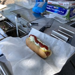 Game Time Hot Dogs - NY style cole slaw mustard relish and Onions And chili sauce