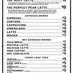 And Destroy Coffee & Gaming - Our regular menu with all the cafe staples!