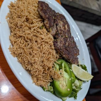 DeAfghanan Cuisine - Chapli Kabob with brown rice - Afghan Near Me - Fremont, California