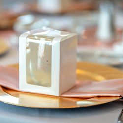 Personalized tableware and gift setup.