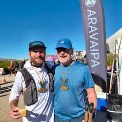 Barnick Chiropractic - My son Kyle and I finishing a 30K trail run in Arizona.