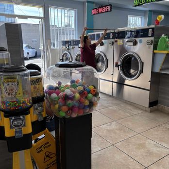 The Lawndale Laundromat - The lower level washing machines. Luz is cleaning the machines. - Laundromat Near Me - Lawndale, California The Lawndale Laundromat - The lower level washing machines. Luz is cleaning the machines. - Laundromat Near Me - Lawndale, California