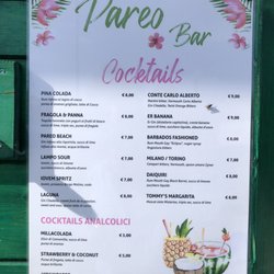 Pareo Bar - Cocktail menu