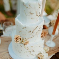 Berries N Cream Bakery - Hand painted gold marble cake