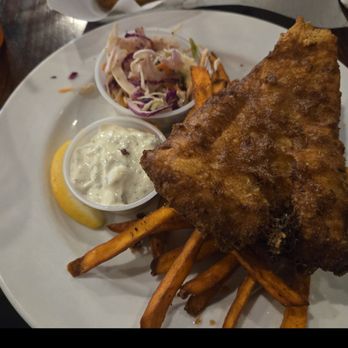 Quarter Celtic Brewpub - Fish and chips with sweet potato fries - Brewpubs Near Me - Albuquerque, New Mexico