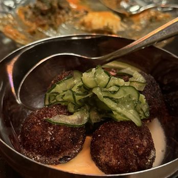 The Anchovy Bar - smoked tuna meatballs, togarashi aioli, yuzu-cucumbers- a bit on the salty side but still tasty.  Lots of flavorful packed in a meatball. - Seafood Near Me - San Francisco, California