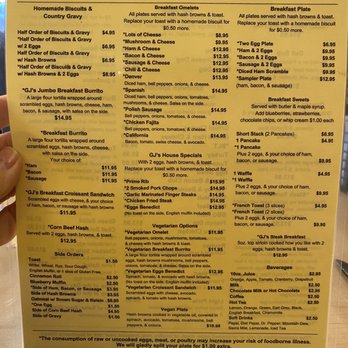 GJ's Family Restaurant - Menu - Breakfast & Brunch Near Me - Eugene, Oregon