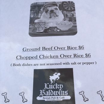 Lucky Baldwins Pub - The pups were very happy with their special lunch today. - Pubs Near Me - Pasadena, California Lucky Baldwins Pub - The pups were very happy with their special lunch today. - Pubs Near Me - Pasadena, California