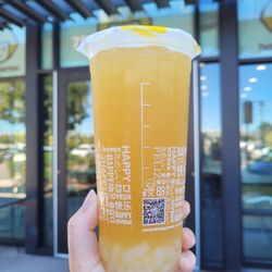 Happy Lemon - Kumquat lemon green tea w/ lychee jelly (l, 50% sugar, 50% ice)