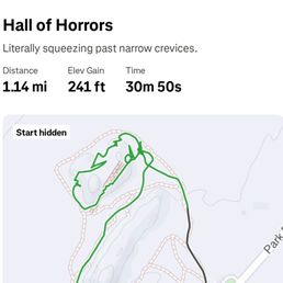 Strava: Hall of Horrors. The 1-mi trek took ~30mins.