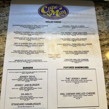 Cape May Grilled Cheese - Menu - New American Near Me - Cape May, New Jersey Cape May Grilled Cheese - Menu - New American Near Me - Cape May, New Jersey
