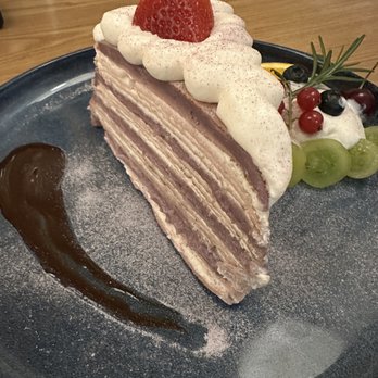 Blue Fish - Mille-Crepe. 20 layers of Crepes filled with homemade cream. Ask for flavor of the day. - Japanese Near Me - Ocean City, Maryland Blue Fish - Mille-Crepe. 20 layers of Crepes filled with homemade cream. Ask for flavor of the day. - Japanese Near Me - Ocean City, Maryland