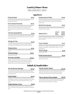 Menu photo 3 Tony's Grill Weslaco, TX
