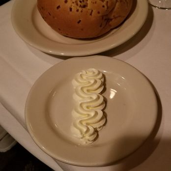 Morton's The Steakhouse - Complimentary Bread & Whipped Butter, omg, so delicious! One giant bun per table. Excellent start so far! - Steakhouses Near Me - Burbank, California