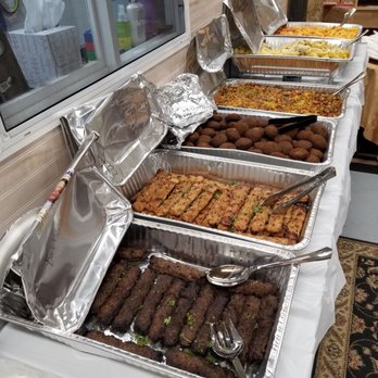 Chef Abdul Mediterranean - Catering spread including Beef Kabob, Chicken Kabobs and Falafel - Mediterranean Near Me - St. Charles, Illinois Chef Abdul Mediterranean - Catering spread including Beef Kabob, Chicken Kabobs and Falafel - Mediterranean Near Me - St. Charles, Illinois